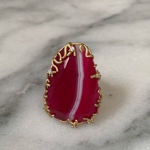 Kendra Scott LUXE Ring Gold Pink Agate